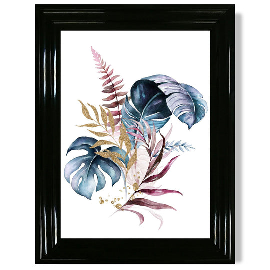 Imprimeu Botanic cu Frunze Roz și Albastre pentru Decor Interior 11