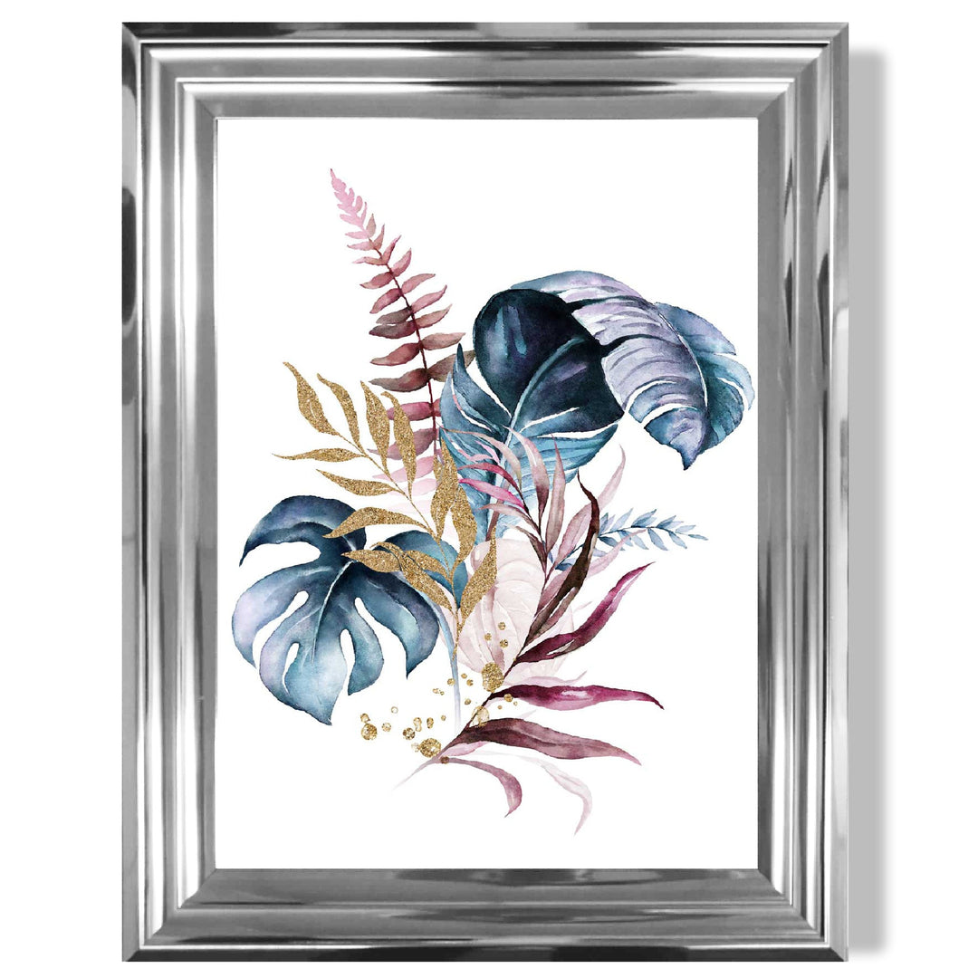 Imprimeu Botanic cu Frunze Roz și Albastre pentru Decor Interior 12