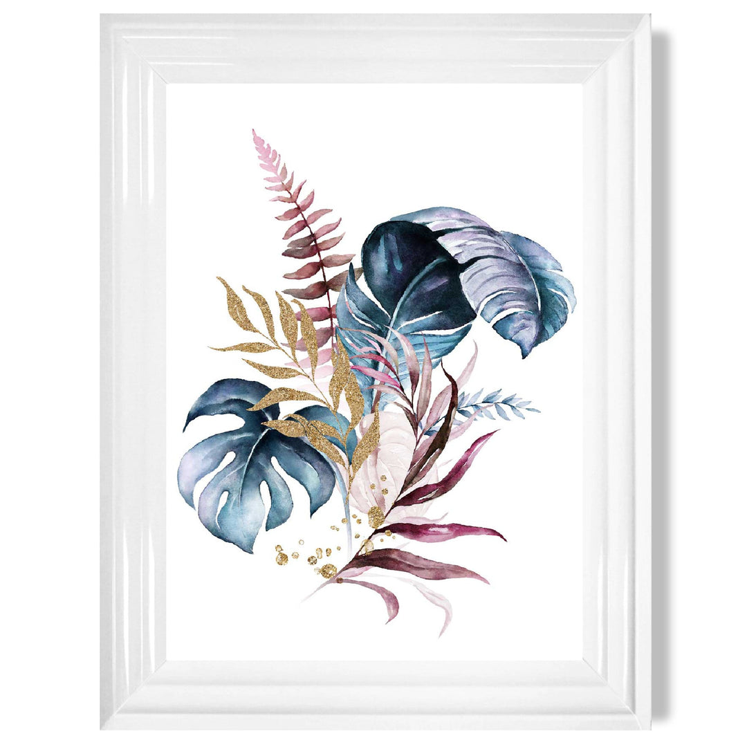 Imprimeu Botanic cu Frunze Roz și Albastre pentru Decor Interior 13
