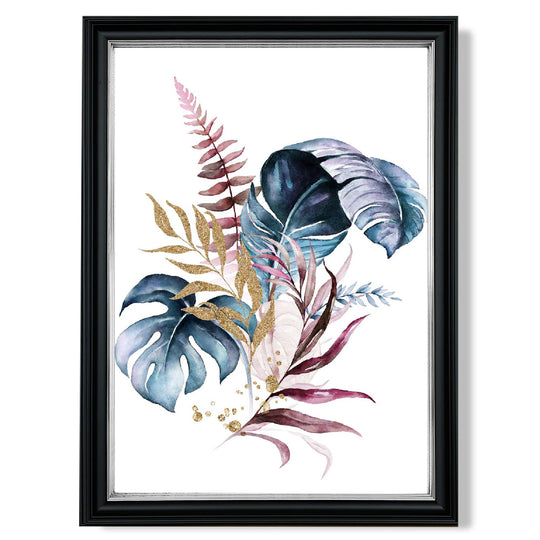 Imprimeu Botanic cu Frunze Roz și Albastre pentru Decor Interior 14