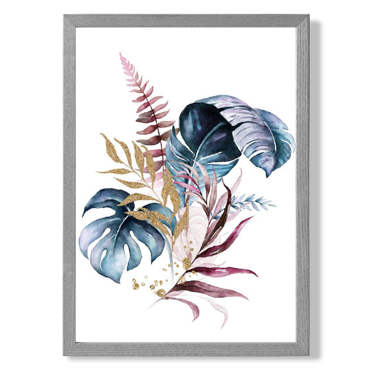 Imprimeu Botanic cu Frunze Roz și Albastre pentru Decor Interior 4