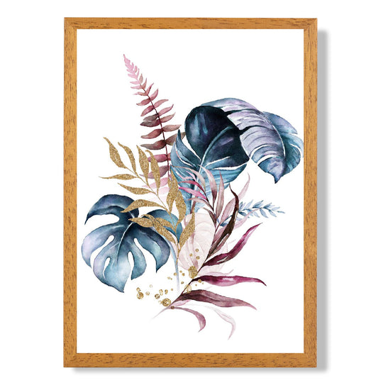 Imprimeu Botanic cu Frunze Roz și Albastre pentru Decor Interior 5
