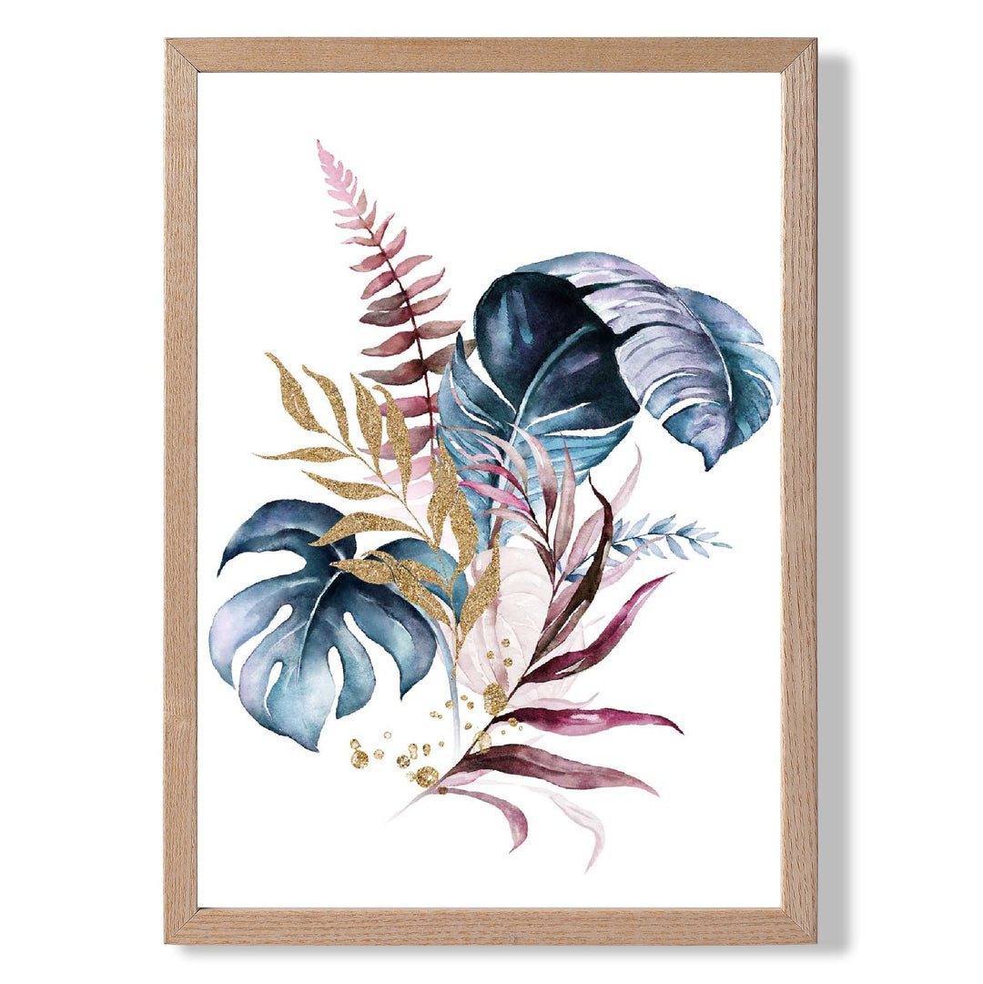 Imprimeu Botanic cu Frunze Roz și Albastre pentru Decor Interior 6