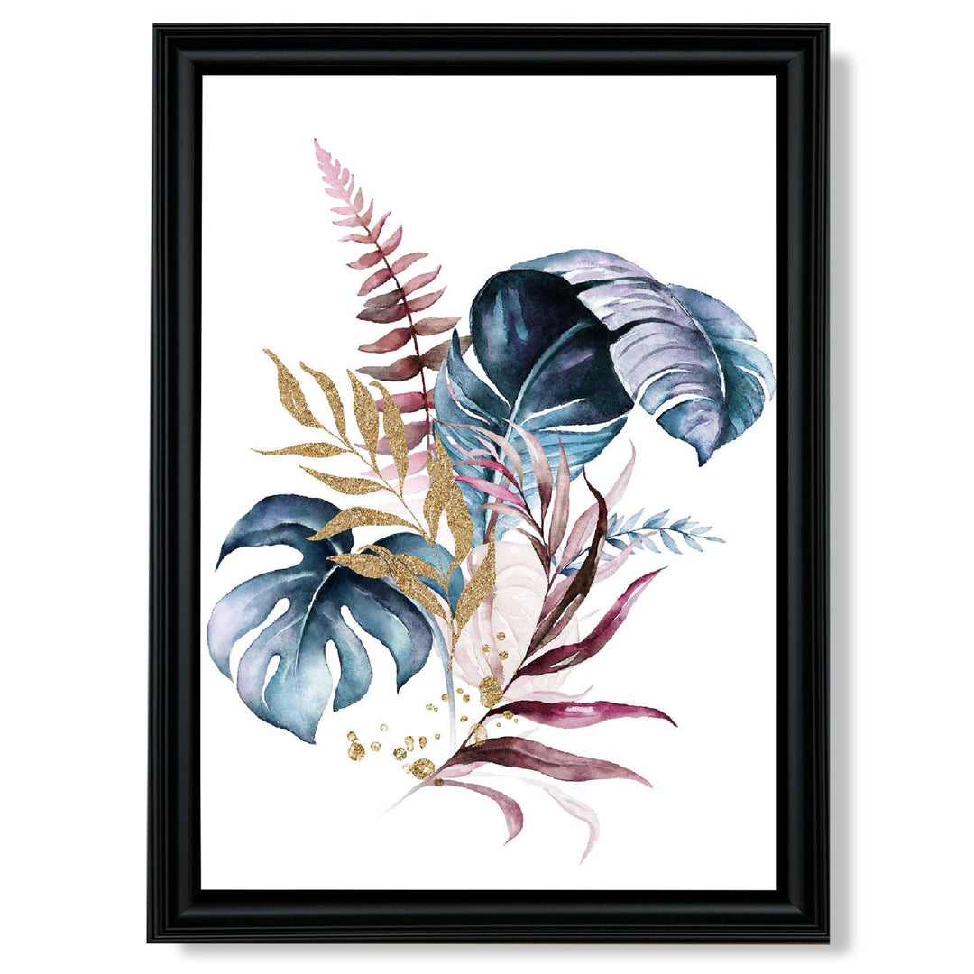 Imprimeu Botanic cu Frunze Roz și Albastre pentru Decor Interior 8