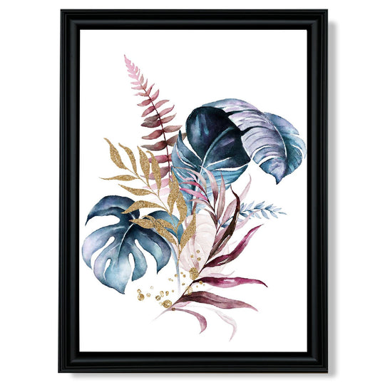 Imprimeu Botanic cu Frunze Roz și Albastre pentru Decor Interior 8