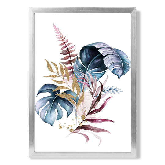 Imprimeu Botanic cu Frunze Roz și Albastre pentru Decor Interior 9