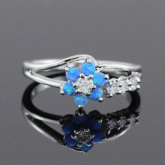 Inel Cu Floare De Cristal Opal