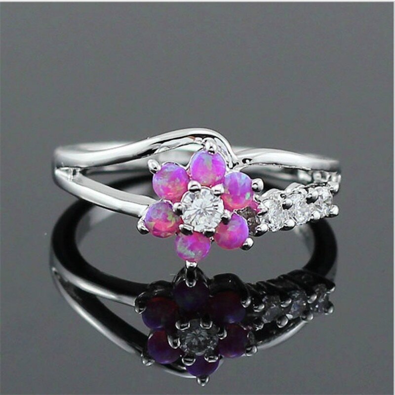 Inel Cu Floare De Cristal Opal