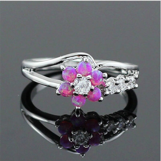 Inel Cu Floare De Cristal Opal