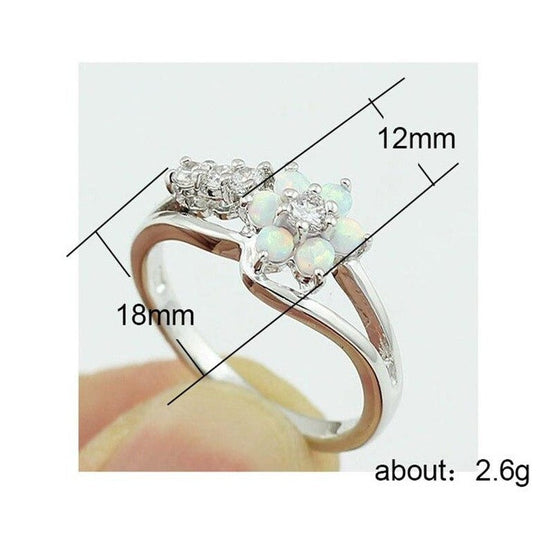 Inel Cu Floare De Cristal Opal