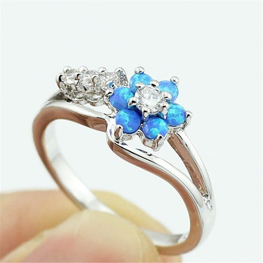 Inel Cu Floare De Cristal Opal