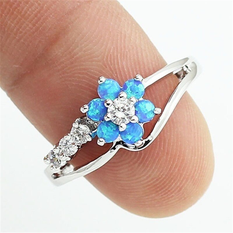 Inel Cu Floare De Cristal Opal