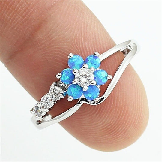 Inel Cu Floare De Cristal Opal
