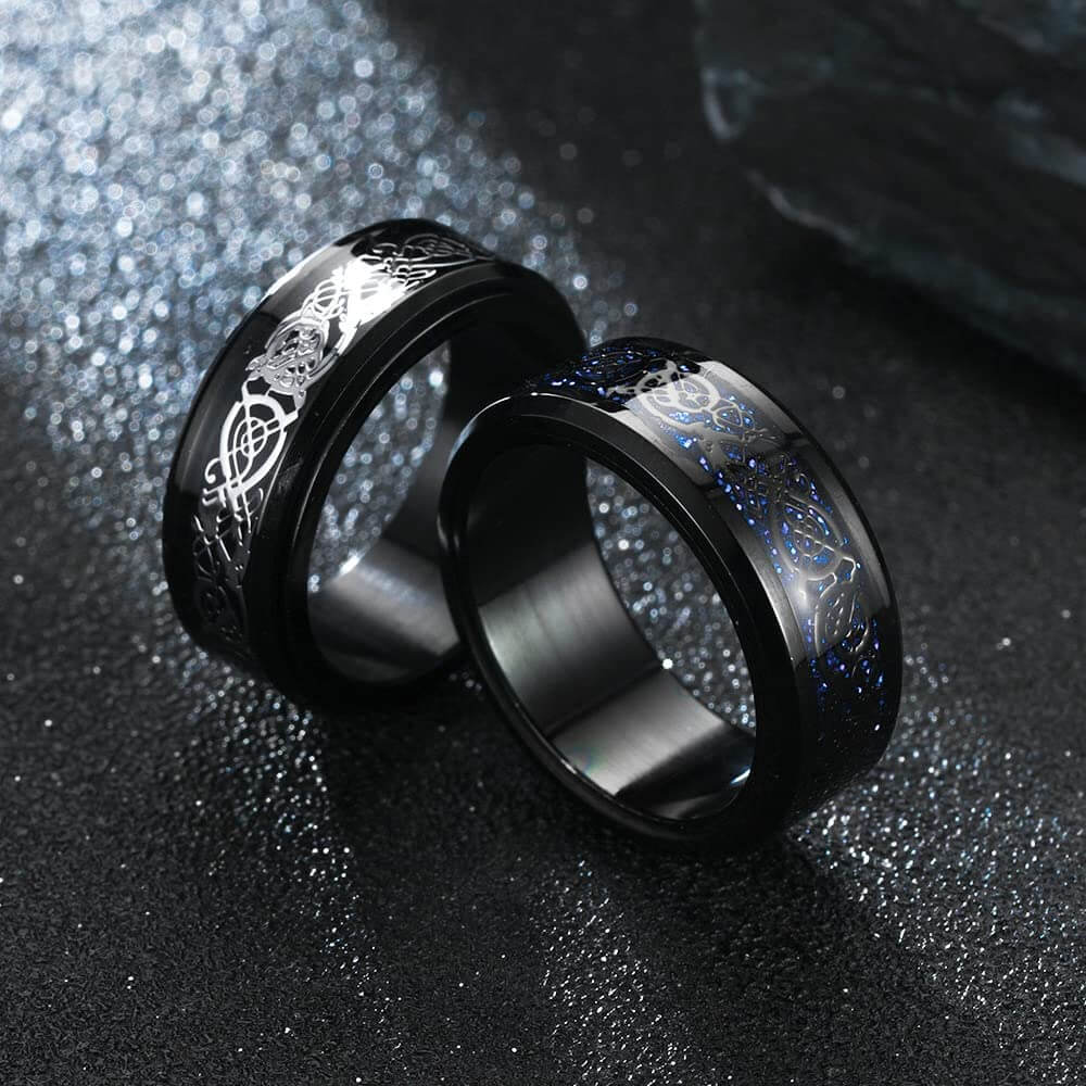 Inel De Dragon Celtic Din Fibre De Carbon