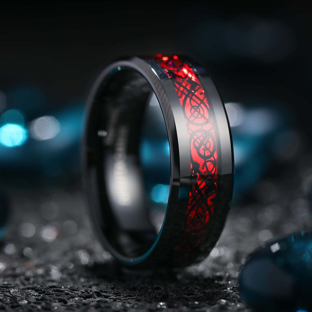 Inel De Dragon Celtic Din Fibre De Carbon
