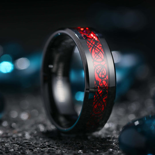 Inel De Dragon Celtic Din Fibre De Carbon