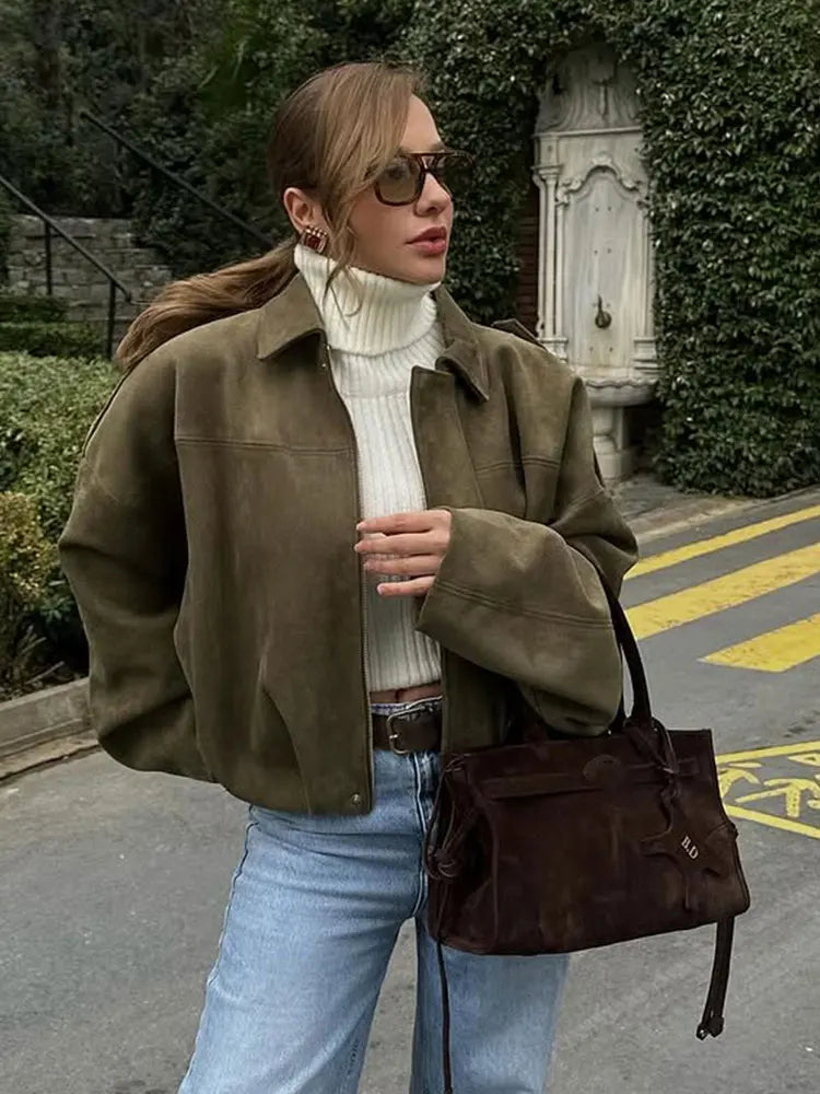 Jachetă bomber pentru femei, stil casual, design la modă 3