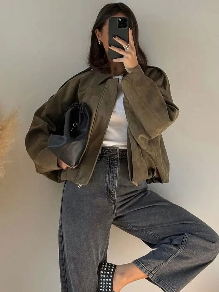 Jachetă bomber pentru femei, stil casual, design la modă 4
