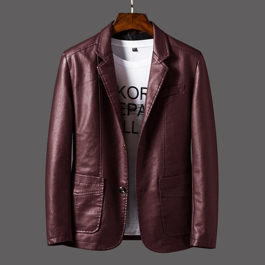 Jachetă de piele pentru bărbați, tip blazer 2