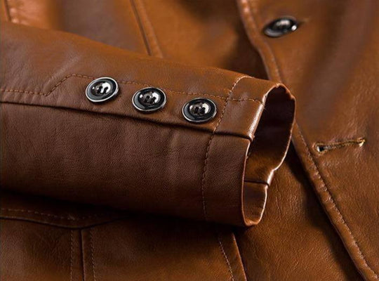 Jachetă de piele pentru bărbați, tip blazer 7