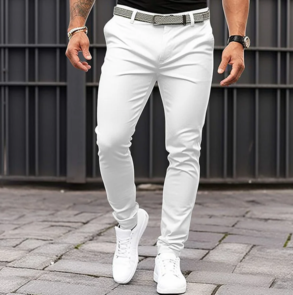 Variant image for Herre Bukser Elegant Komfortabel Højkvalitets Stof Lys Grå Mørk Grå Hvid-9