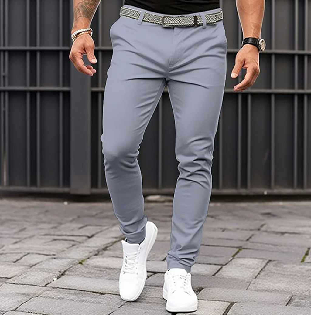 Variant image for Herre Bukser Elegant Komfortabel Højkvalitets Stof Lys Grå Mørk Grå Hvid-4