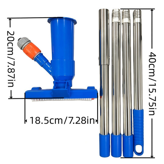 Kit aspirator telescopic pentru piscină cu cap de perie și pungă pentru frunze 3