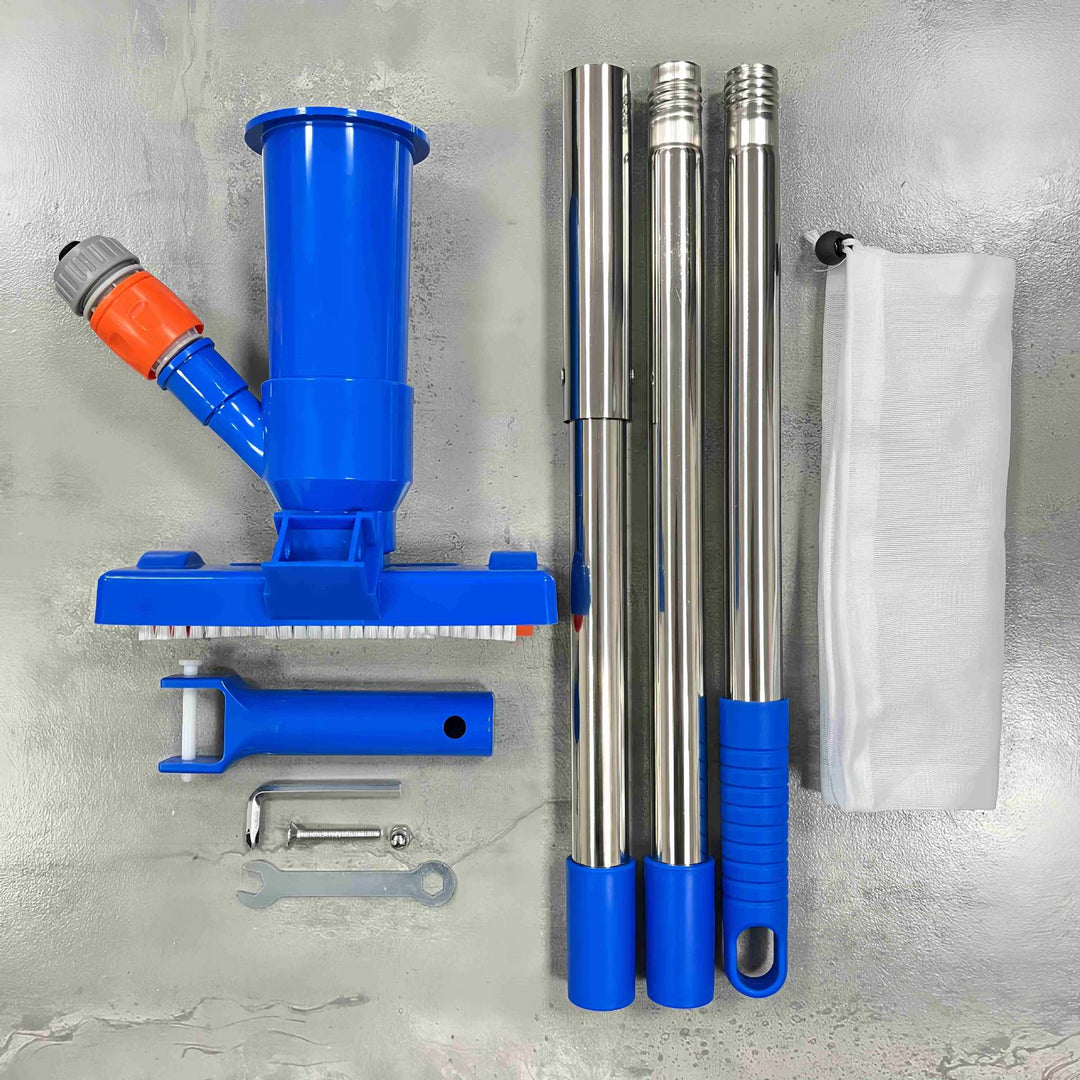 Kit aspirator telescopic pentru piscină cu cap de perie și pungă pentru frunze 6