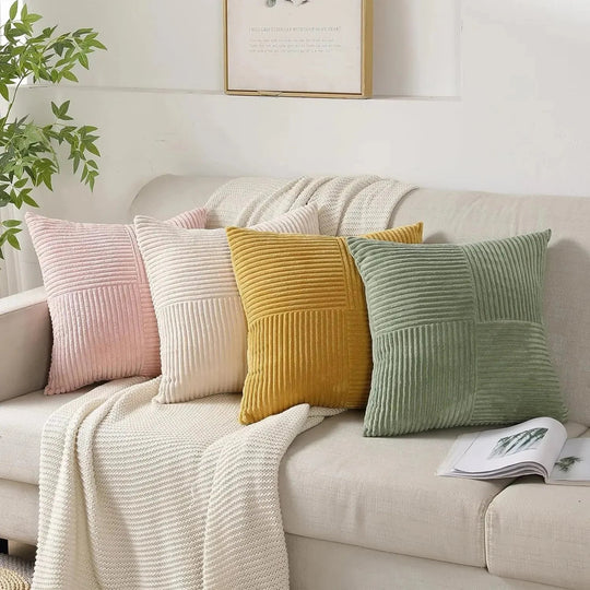 Kussenhoezen Set van Twee 45x45 cm Zachte Corduroy voor op de Bank 6