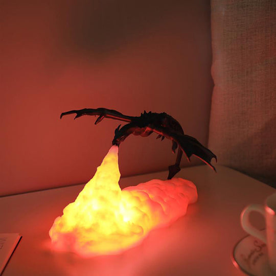 Lampă De Noapte 3D Cu Dragon Care Scuipă Foc