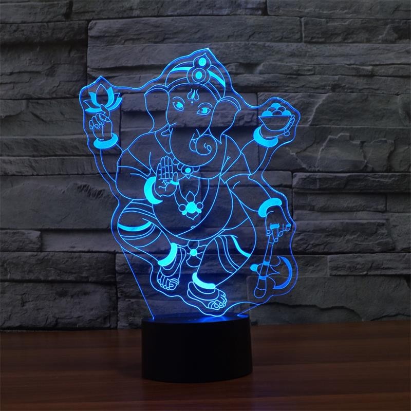 Lampa De Noapte Led Rgb 3D Ganesh