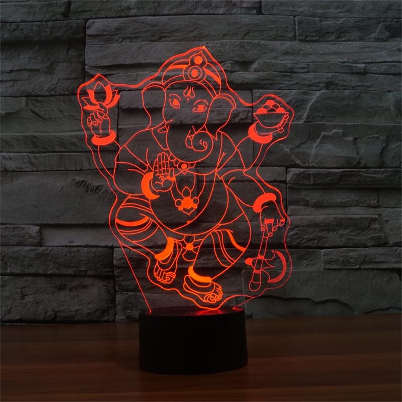 Lampa De Noapte Led Rgb 3D Ganesh