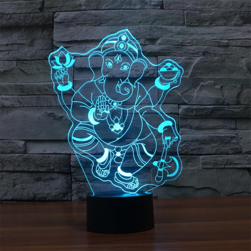 Lampa De Noapte Led Rgb 3D Ganesh