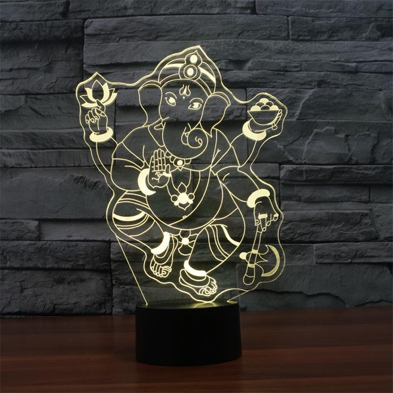 Lampa De Noapte Led Rgb 3D Ganesh