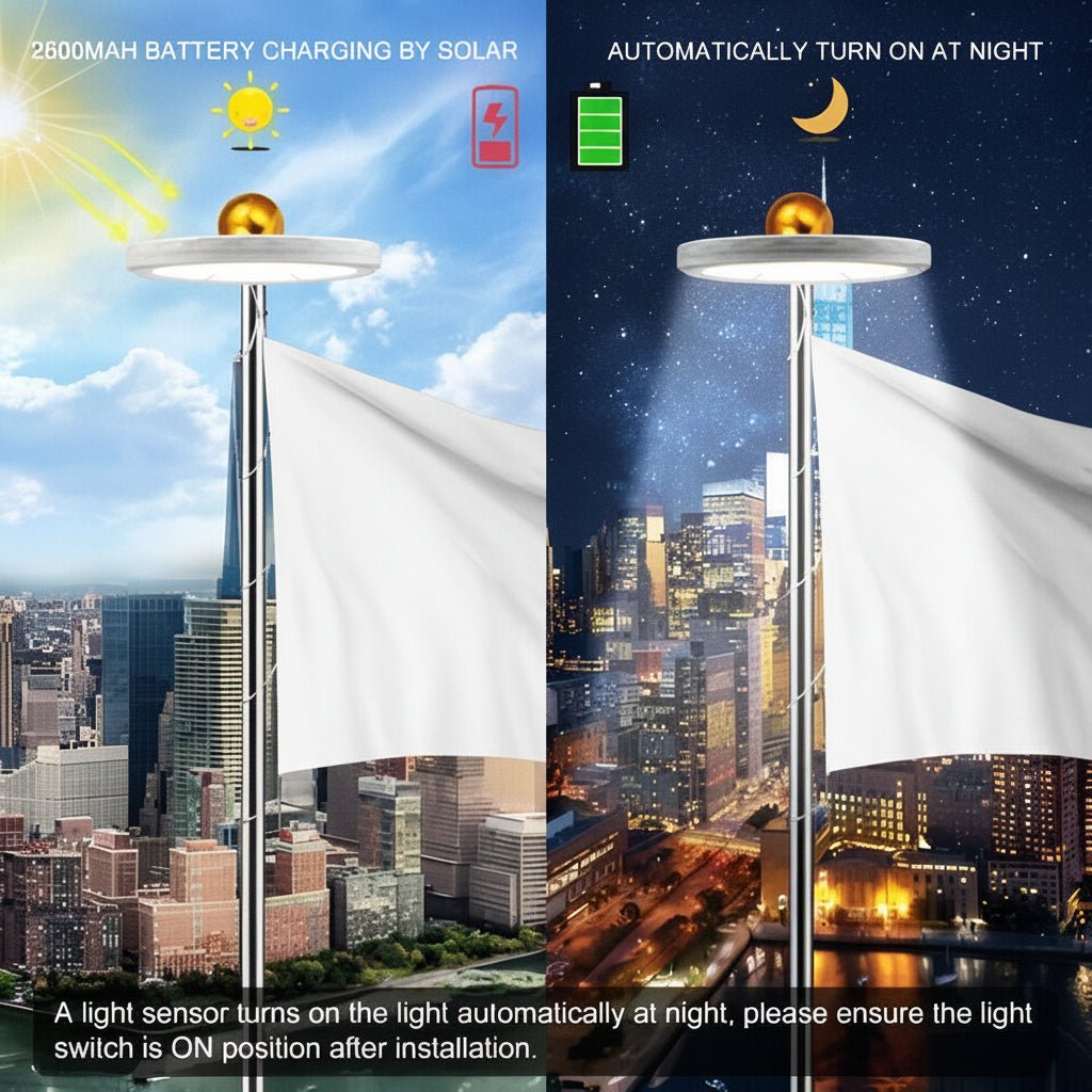 Lampă Solară pentru Iluminat Drapel 360° cu Senzor Automat 5