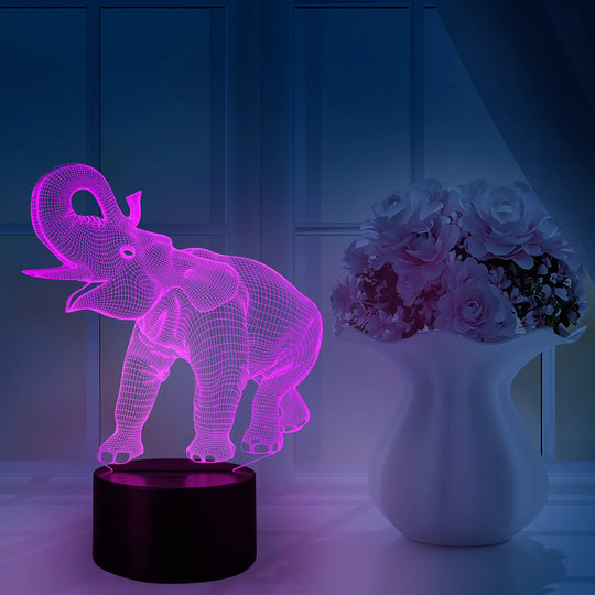 Lampă de Noapte LED 3D Elefant cu Telecomandă pentru Copii 1