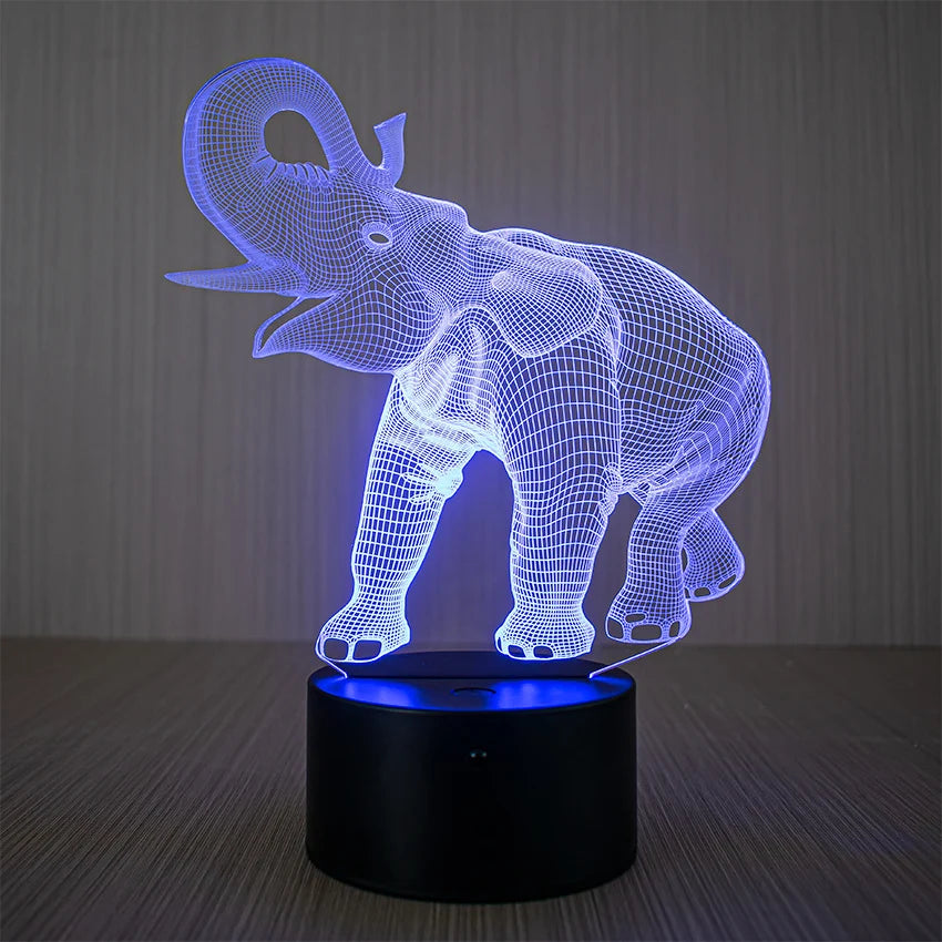 Lampă de Noapte LED 3D Elefant cu Telecomandă pentru Copii 2