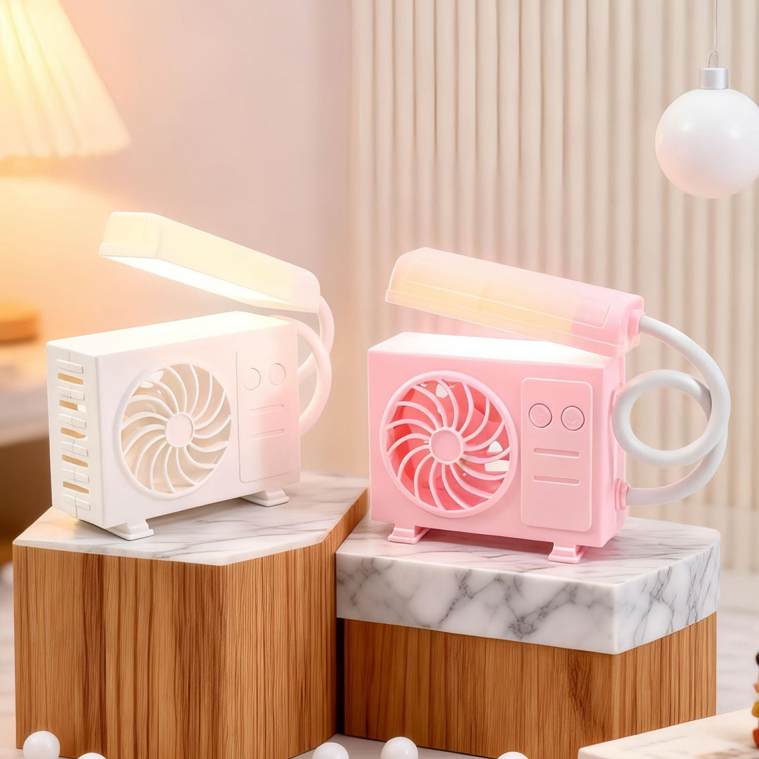 Lampă de masă cu ventilator USB integrat pentru femei 1