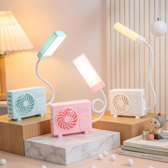 Lampă de masă cu ventilator USB integrat pentru femei 3