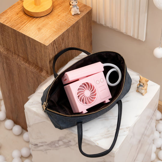 Lampă de masă cu ventilator USB integrat pentru femei 4