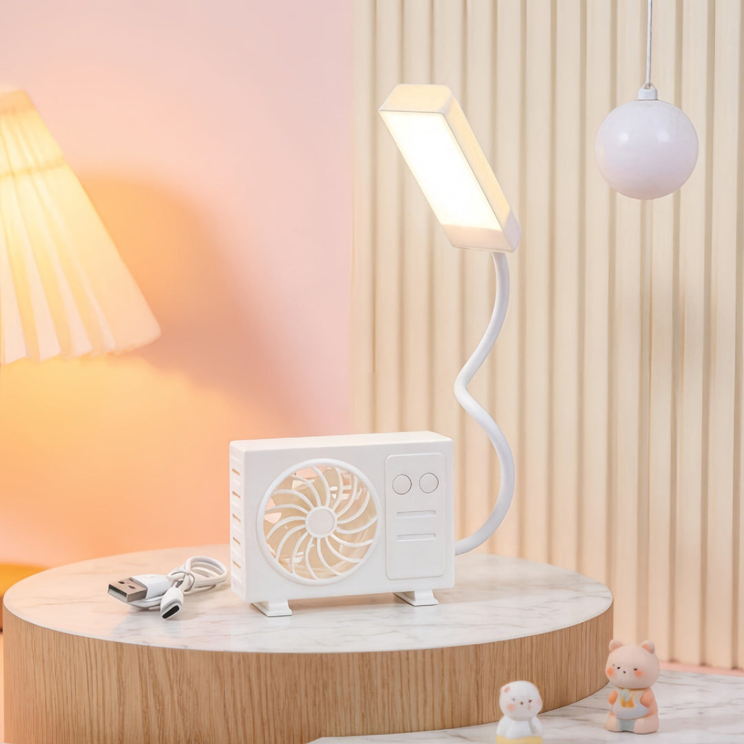 Lampă de masă cu ventilator USB integrat pentru femei 5