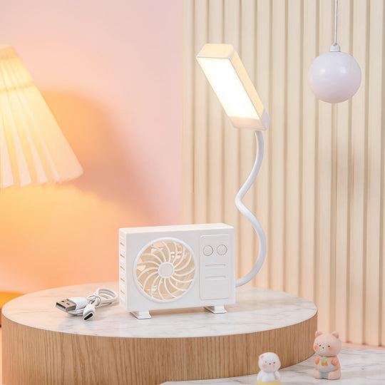Lampă de masă cu ventilator USB integrat pentru femei 5