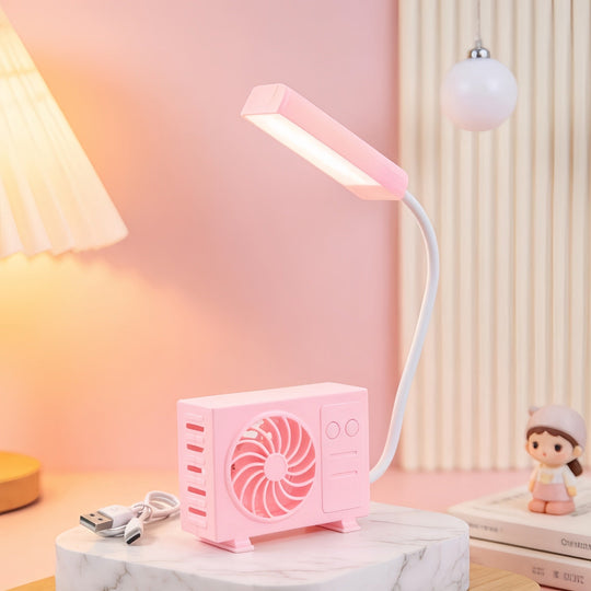 Lampă de masă cu ventilator USB integrat pentru femei 6