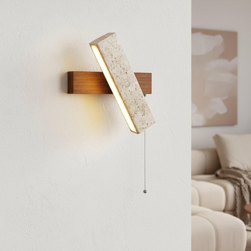 Lampă de perete din travertin galben cu design rotativ 1
