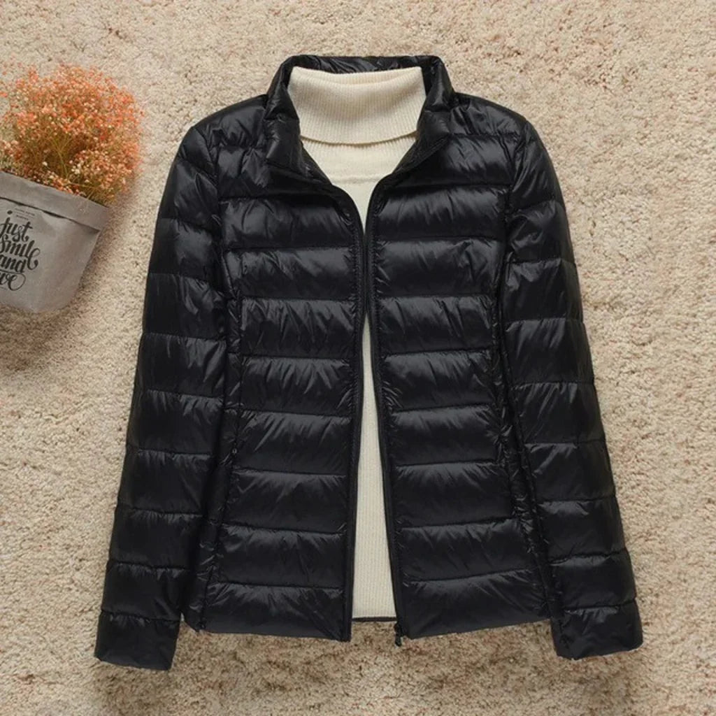 Lange Dames Jas Gewatteerd Met Regular Fit voor Lente en Herfst 2