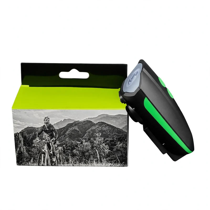 Lumină frontală pentru bicicletă cu claxon integrat și încărcare USB 0