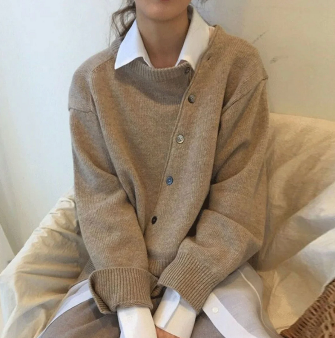 Kvinders Cardigan Diagonal Knaplukning Cashmere-1