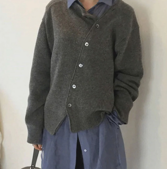 Variant image for Kvinders Cardigan Diagonal Knaplukning Cashmere-8