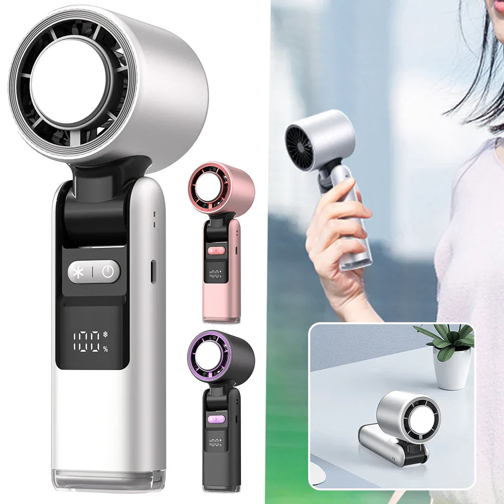 Mini Ventilator Portabil cu Afișaj Digital și 100 de Viteze, Compact și Pliabil 0