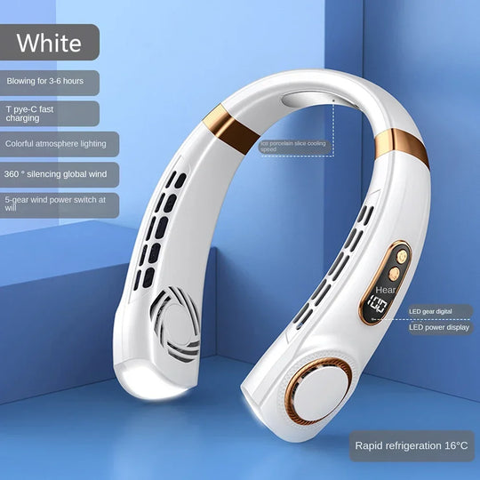 Mini ventilator portabil pentru gât fără lame cu afișaj digital și reîncărcabil 6